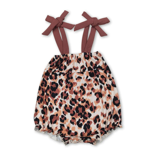 Brown Tie Straps Bubble Romper