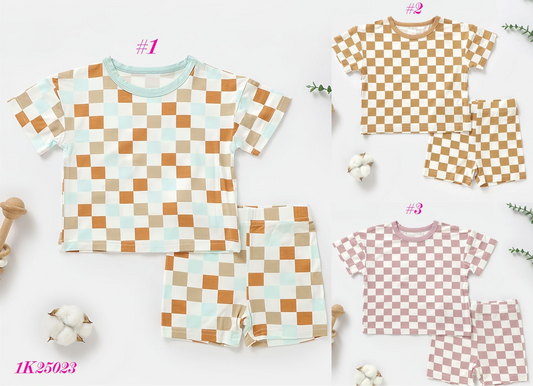 Bamboo Checkered Shorts Set