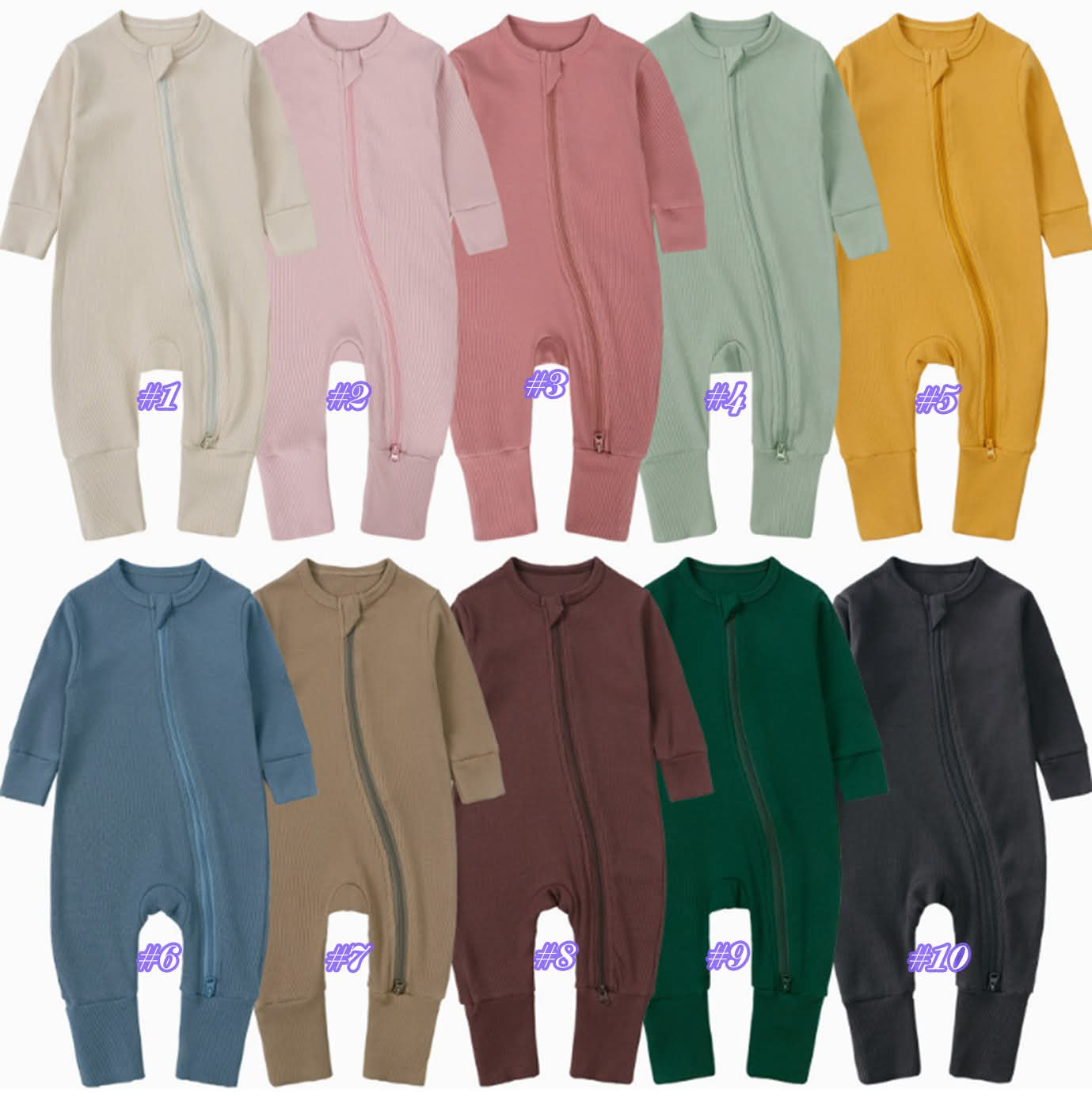 Ribbed Bamboo Zippie - CLOSES 11/9