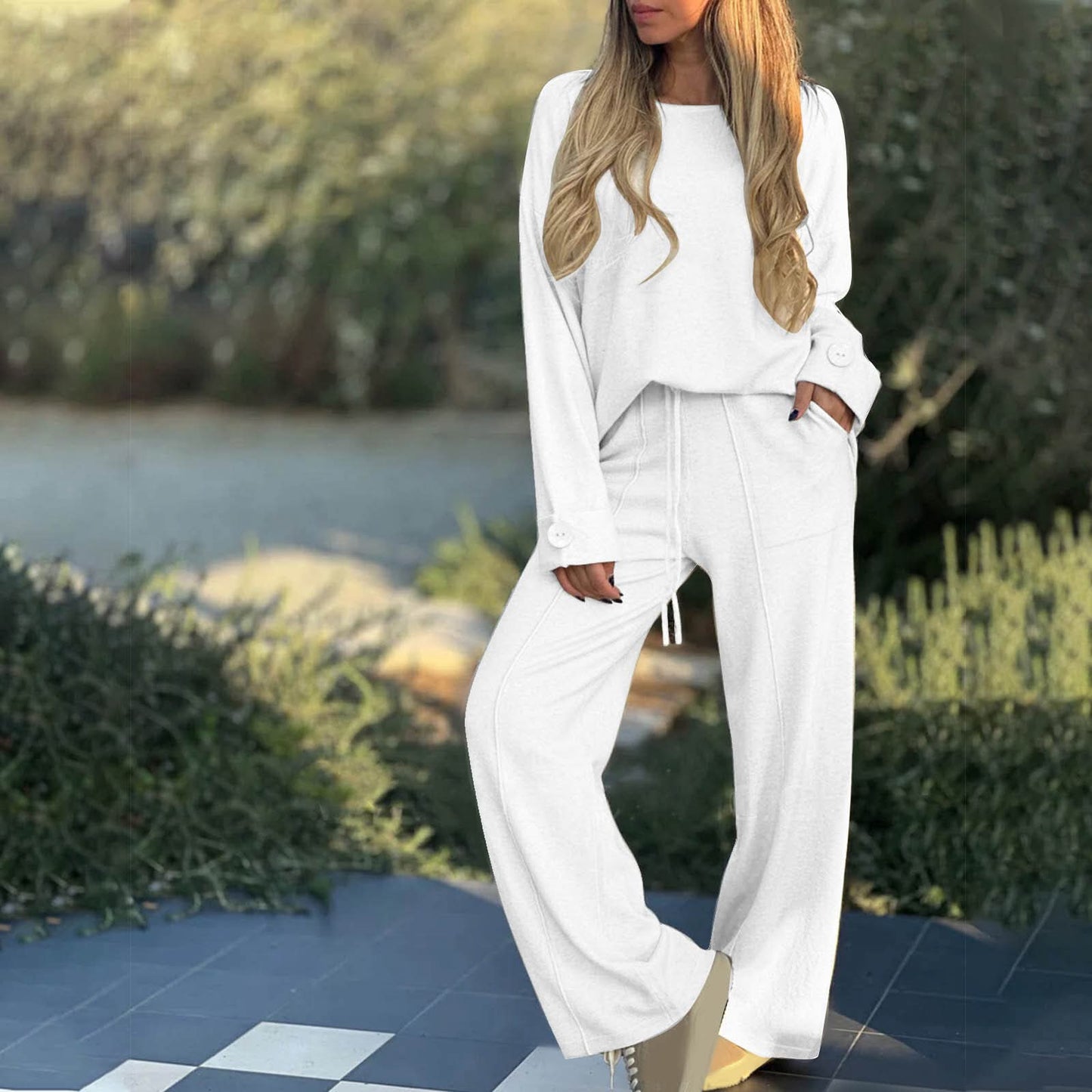 Oversized Button Sleeve Pant Set