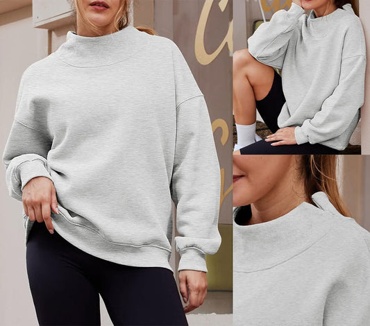 Mock Neck Solid Sweatshirt - CLOSES 11/9