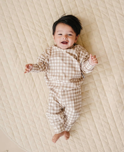 Beige Gingham Jogger Set