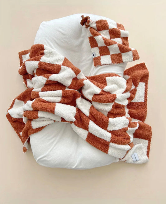 Copper Checkered Double-sided Plush Blanket