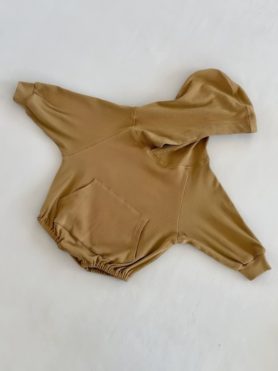 Ribbed Hooded Romper