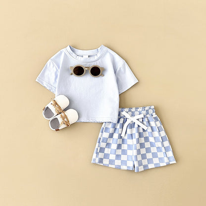 Custom Tee & Checkered Shorts Set
