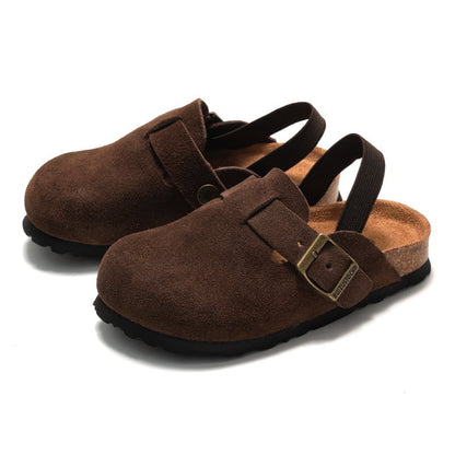 PRE-O: Kid’s Suede Buckle Clogs