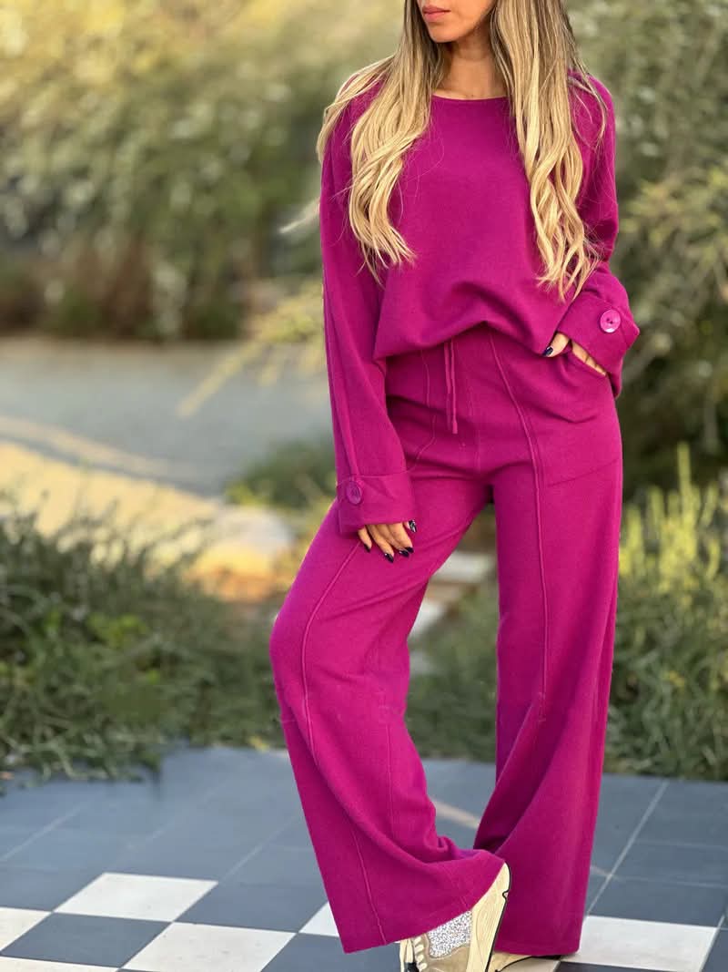 Oversized Button Sleeve Pant Set