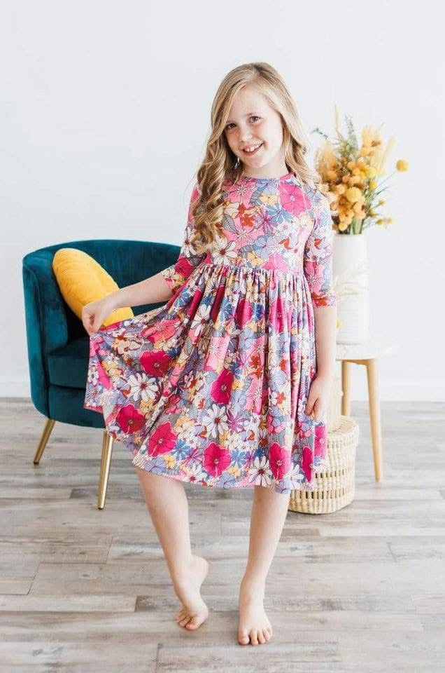 Bright Floral Twirl Dress