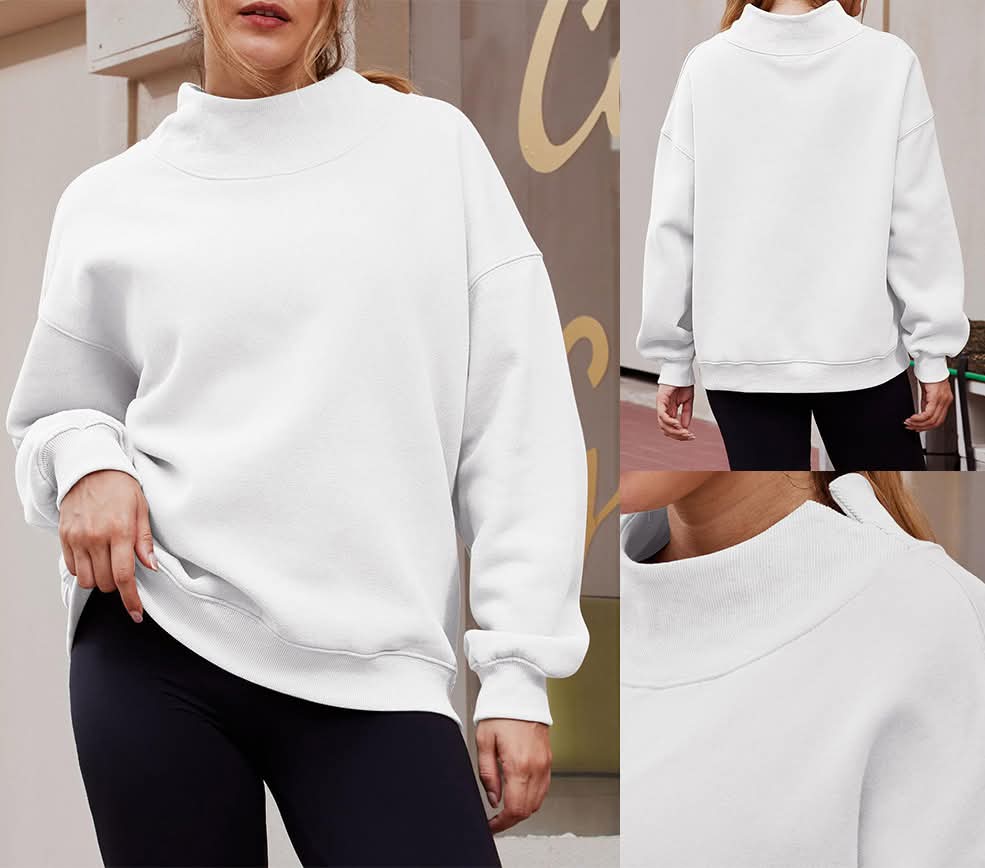 Mock Neck Solid Sweatshirt - CLOSES 11/9