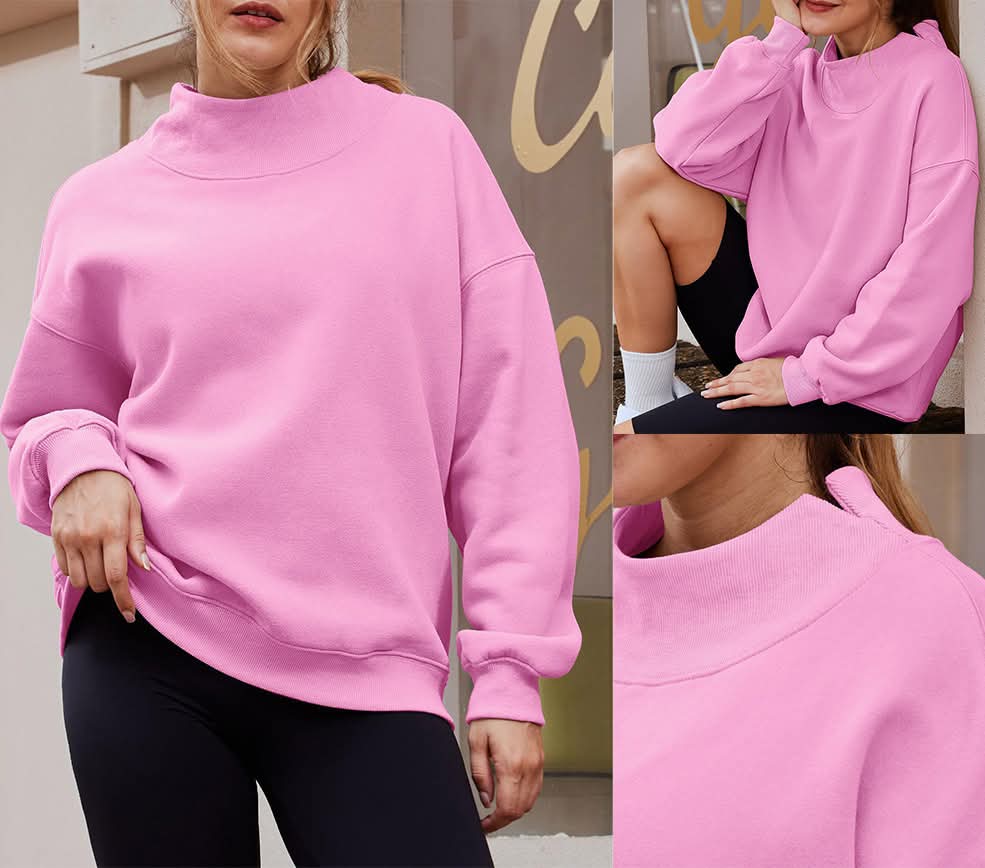 Mock Neck Solid Sweatshirt - CLOSES 11/9
