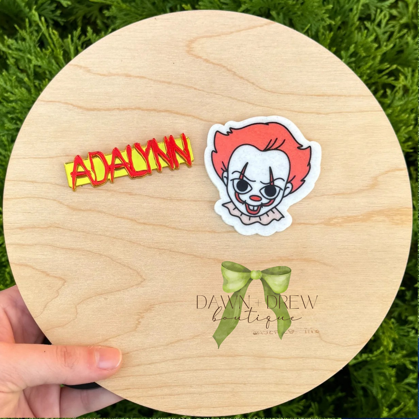 Clown & Name Hair Clip