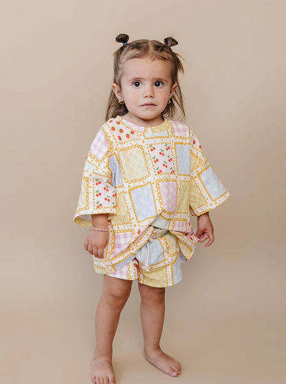 Sweet Patchwork Shorts Set