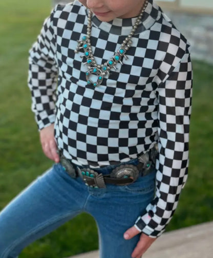 Mommy & Me Checkered Mesh Tops