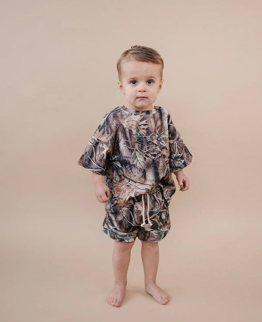 Brown Camo Shorts Set