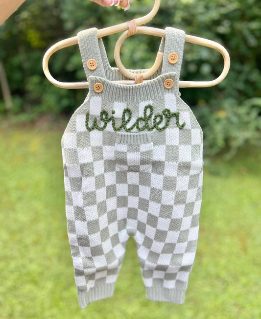 Hand Embroidered Checkered Romper