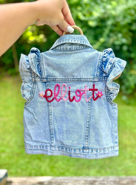Hand Embroidered Denim Vest