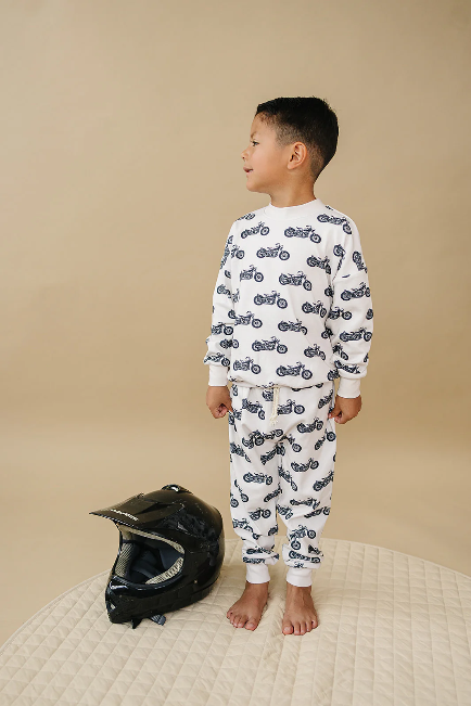 White Motorcycle Jogger Set