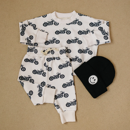 White Motorcycle Jogger Set