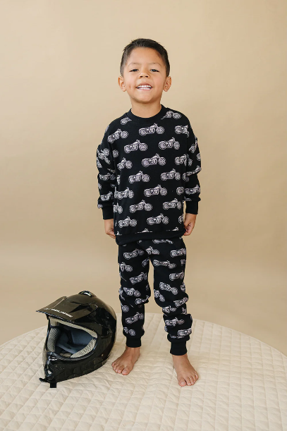 Black Motorcycle Jogger Set