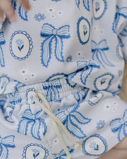 Blue Bows Shorts Set