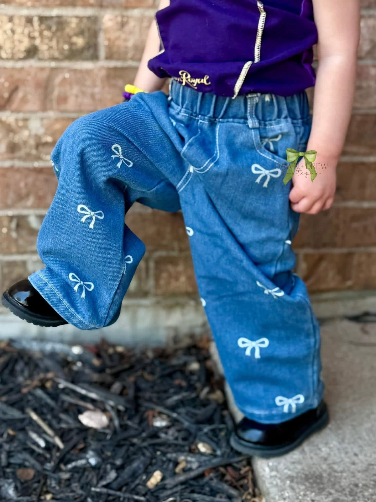 Wide Leg Bow Denim Jeans - CLOSES 9/14