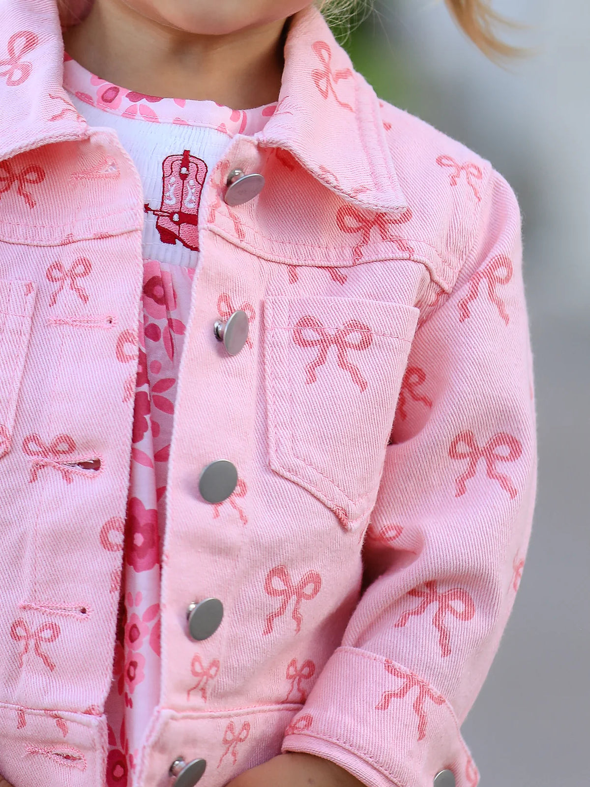 Pink Bow Denim Jacket