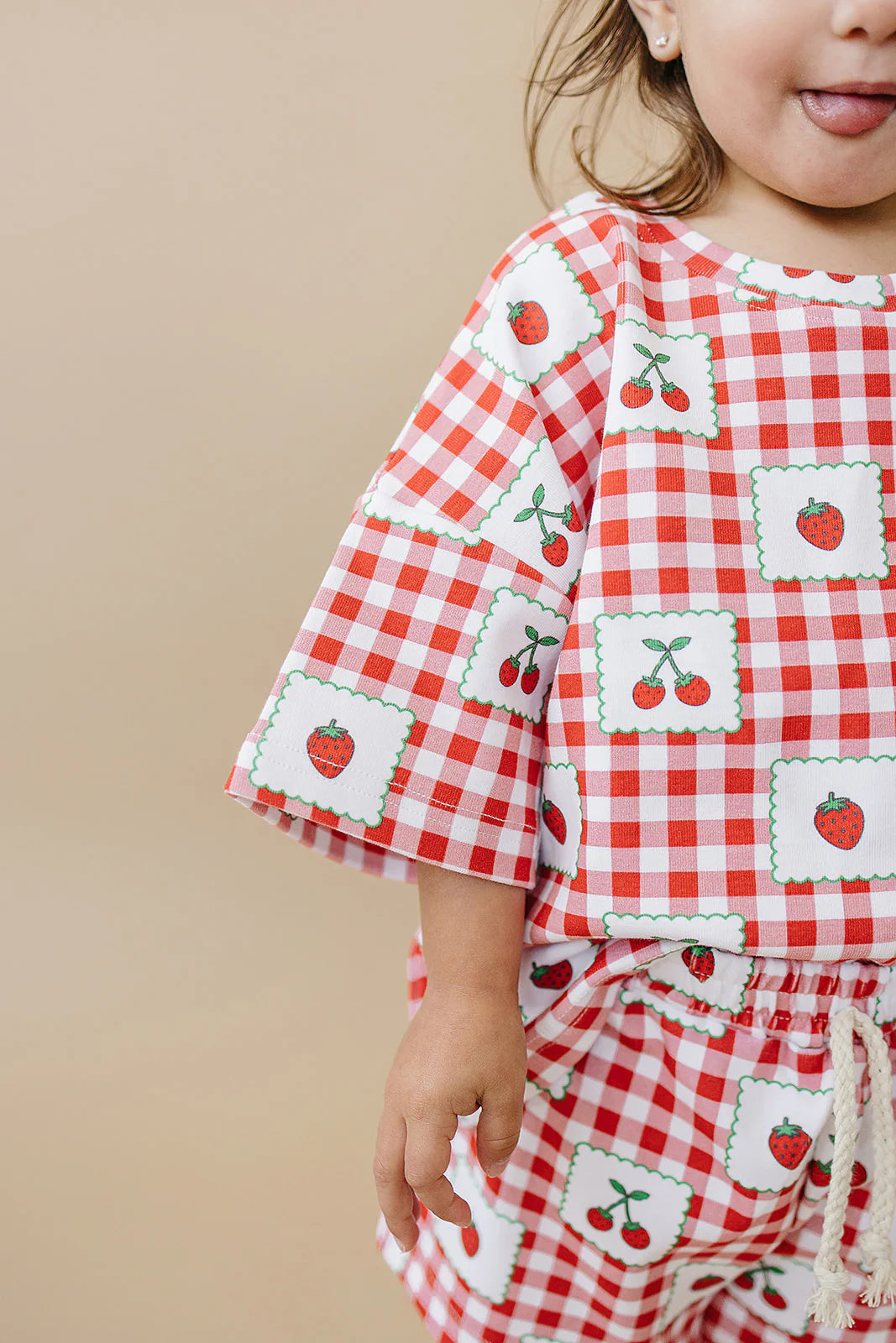 Strawberry Gingham Shorts Set