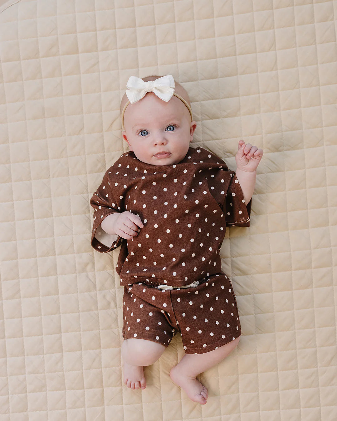 Brown Polka Dot Shorts Set