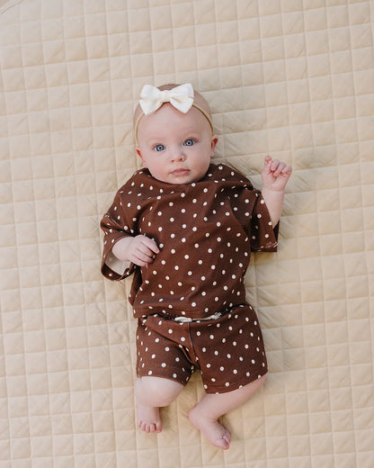 Brown Polka Dot Shorts Set
