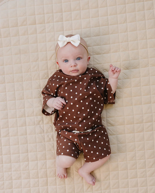 Brown Polka Dot Shorts Set