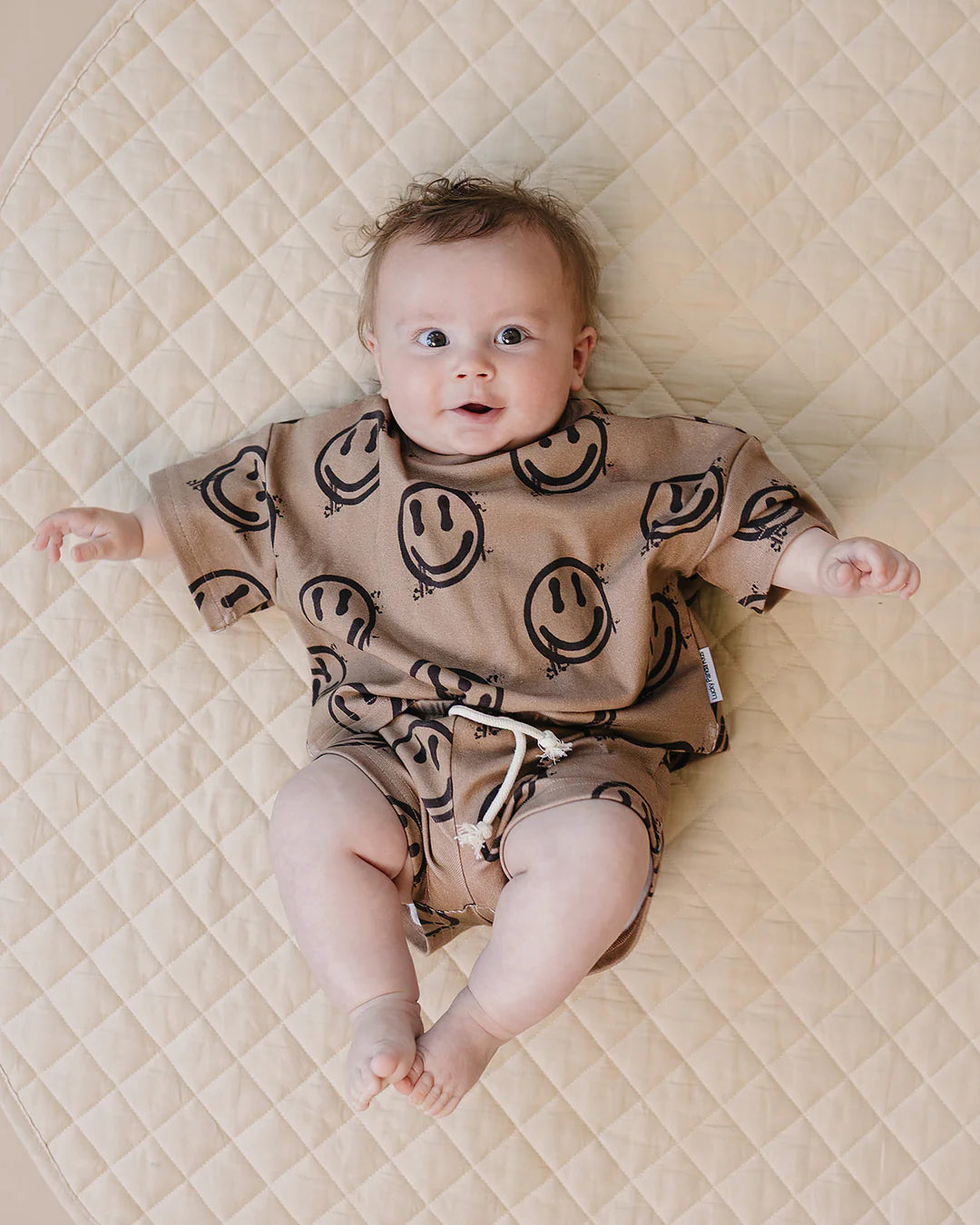 Brown Smiley Shorts Set