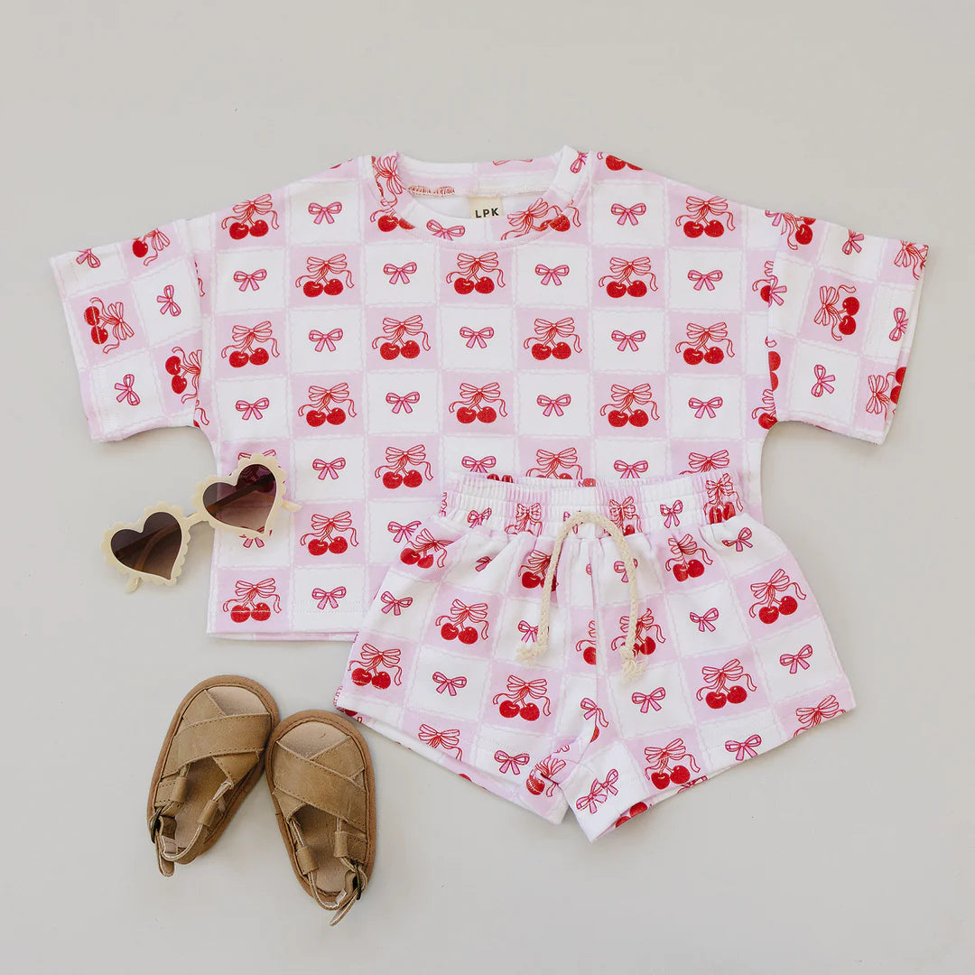 Checkered Cherries Shorts Set