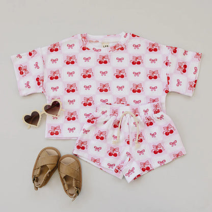 Checkered Cherries Shorts Set