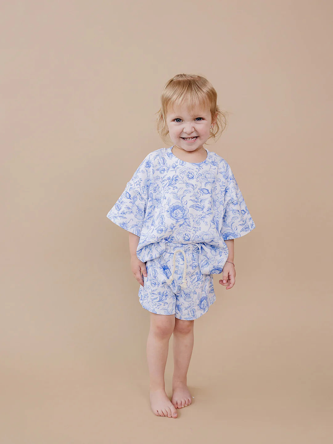 Blue Flowers Shorts Set