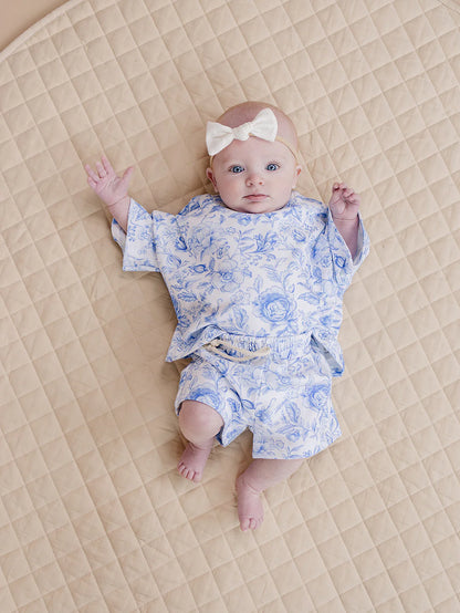 Blue Flowers Shorts Set