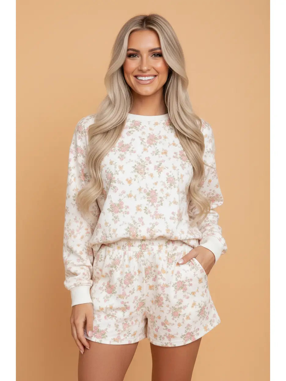 Floral Long Sleeve Top & Shorts Set