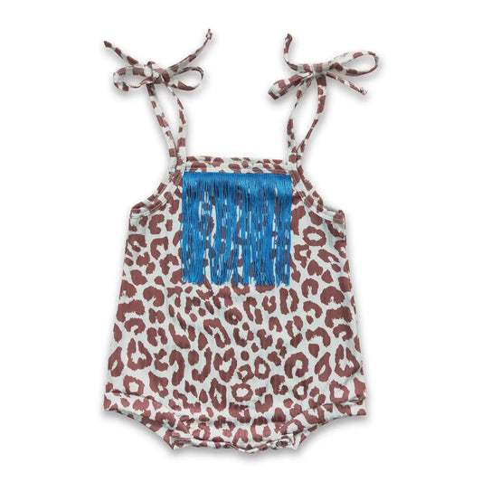Blue Tassel Leopard Romper