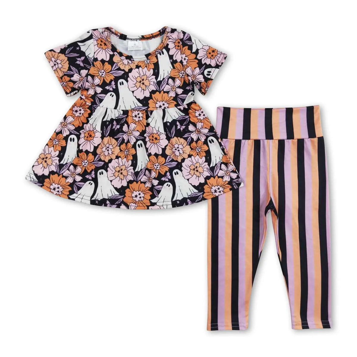 Flower Ghosts & Striped Leggings