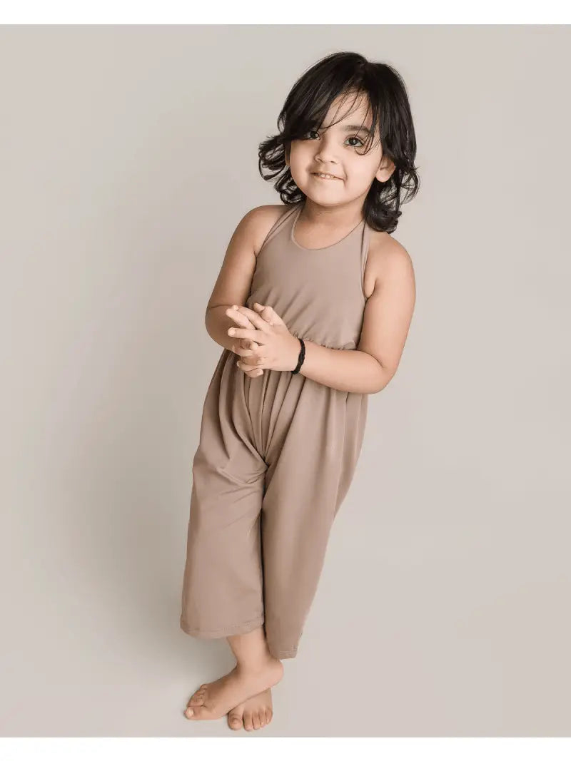 Oatmeal Wide Leg Halter Jumpsuit