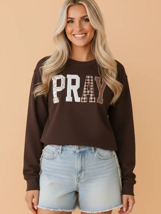 Pray Applique Embroidered Sweatshirt