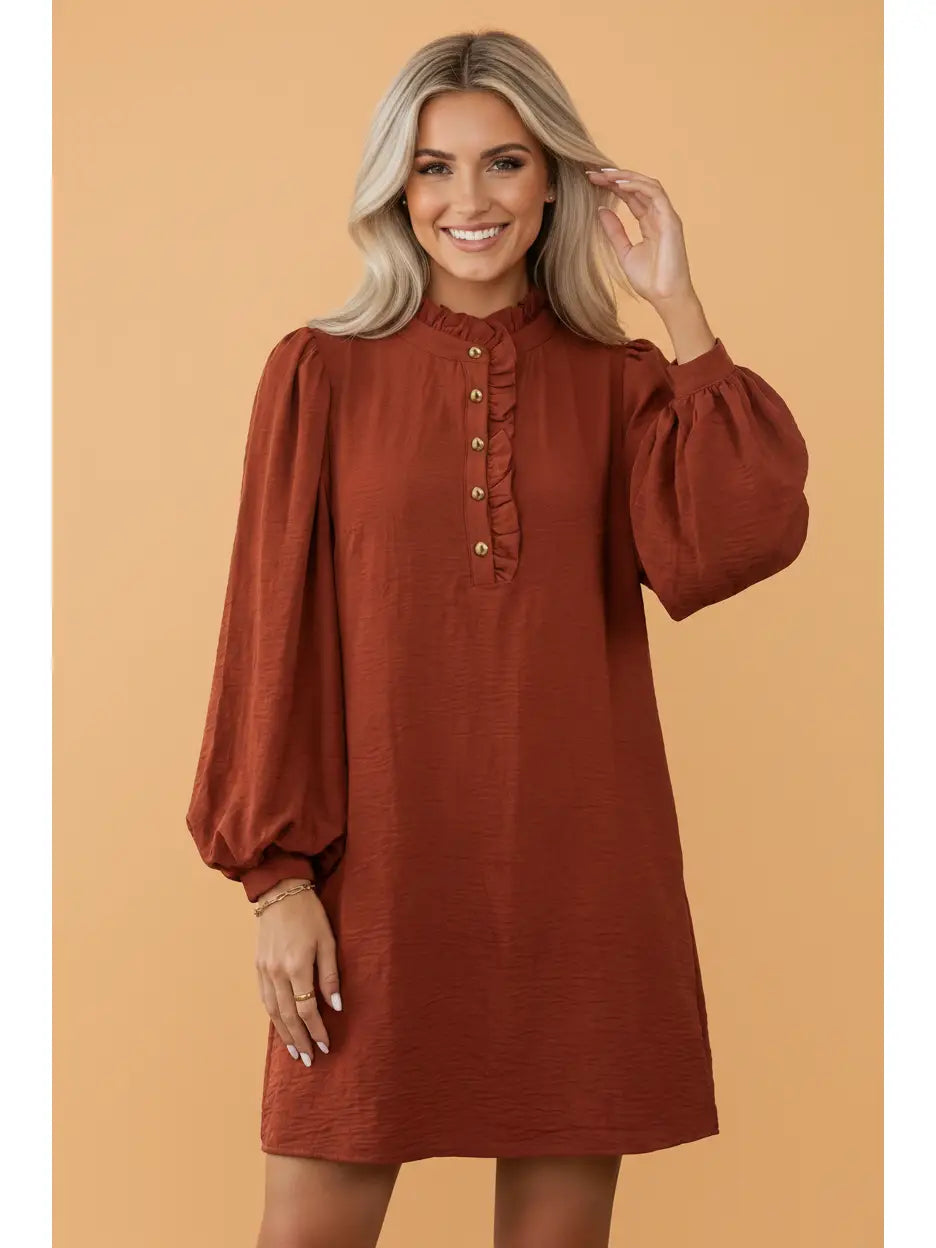 Puff Sleeve Ruffle Dress