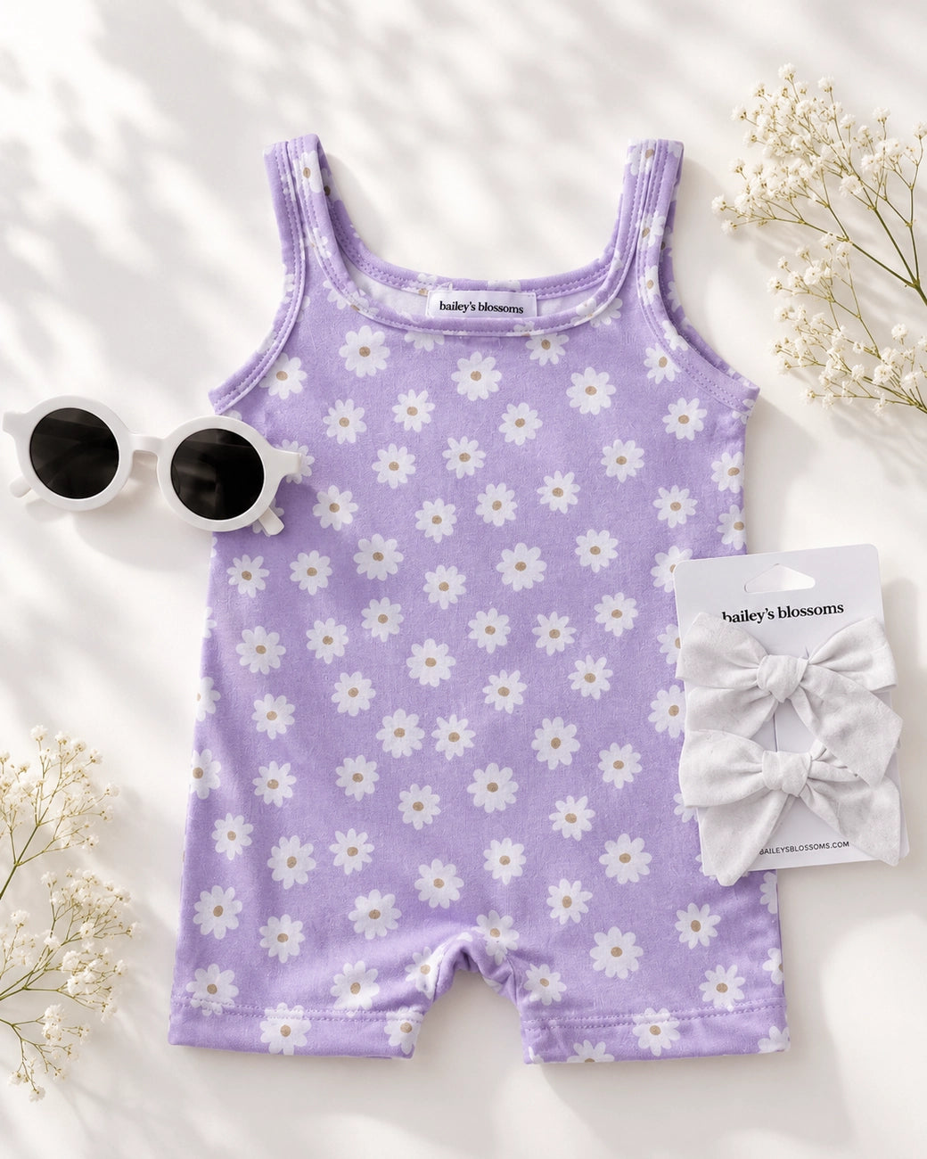 Lavender Bloom Square Neck Bikeshort Romper
