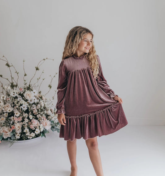 Dusty Rose Velvet Holiday Dress