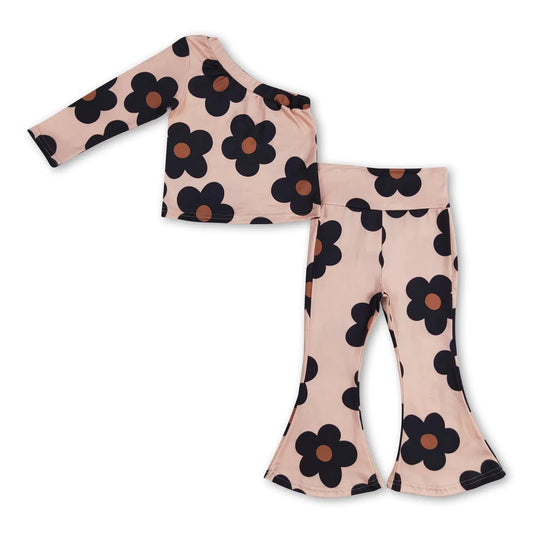Black Daisy One Shoulder Top & Flares