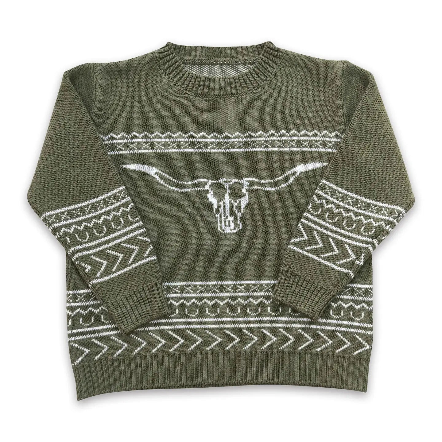 Green Steer Head Sweater