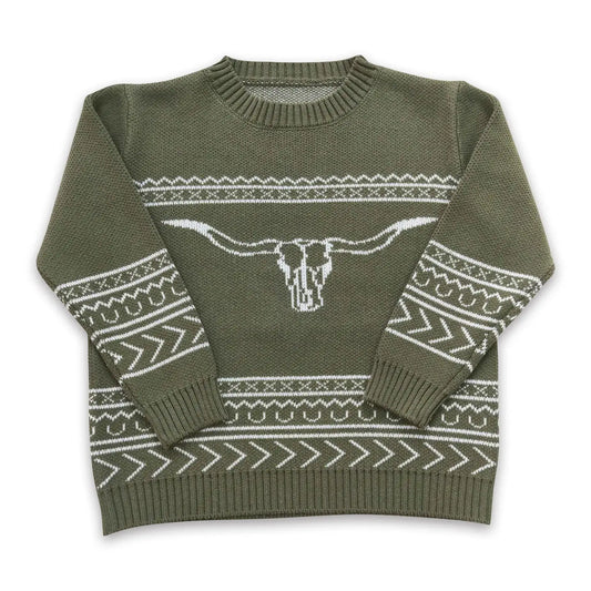 Green Steer Head Sweater