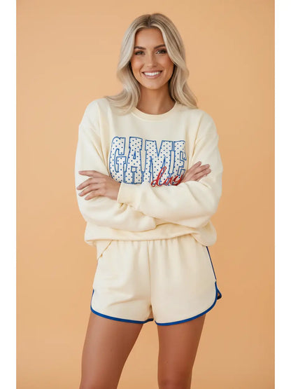 Polka Dot Game Day Sweatshirt & Shorts Set