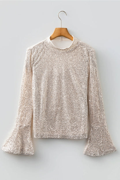 Sequin Backless Bell Sleeve Top
