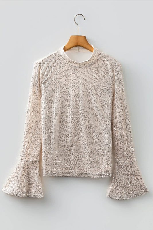 Sequin Backless Bell Sleeve Top