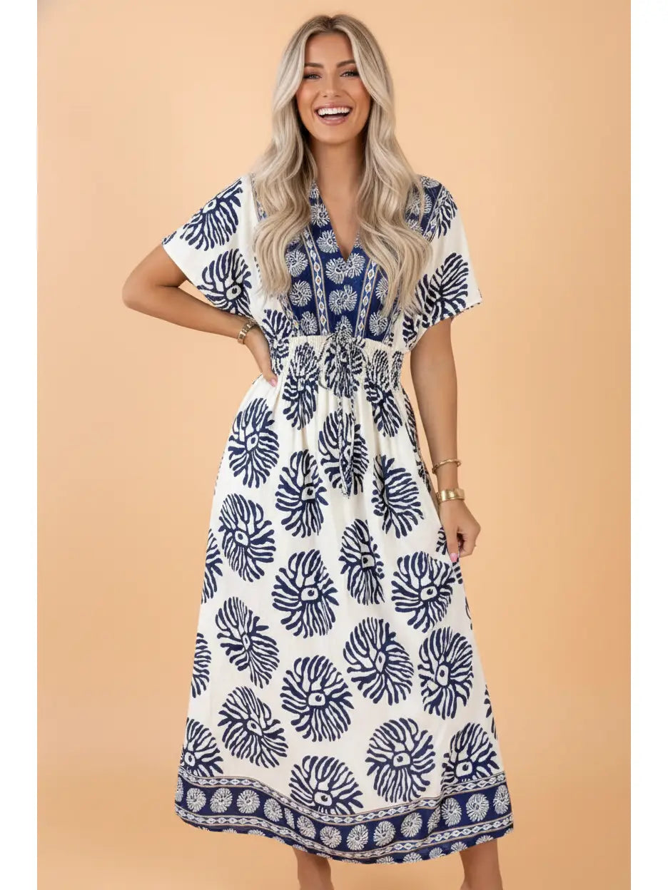 Navy Boho Dolman Dress